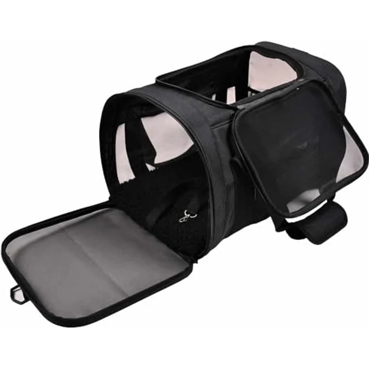 Nobby Tasche HANY schwarz, strapazierfähige Mikrofaser, abwaschbar für Tiere bis ca. 8 kg, mit Utensilienfächern – Bild 3