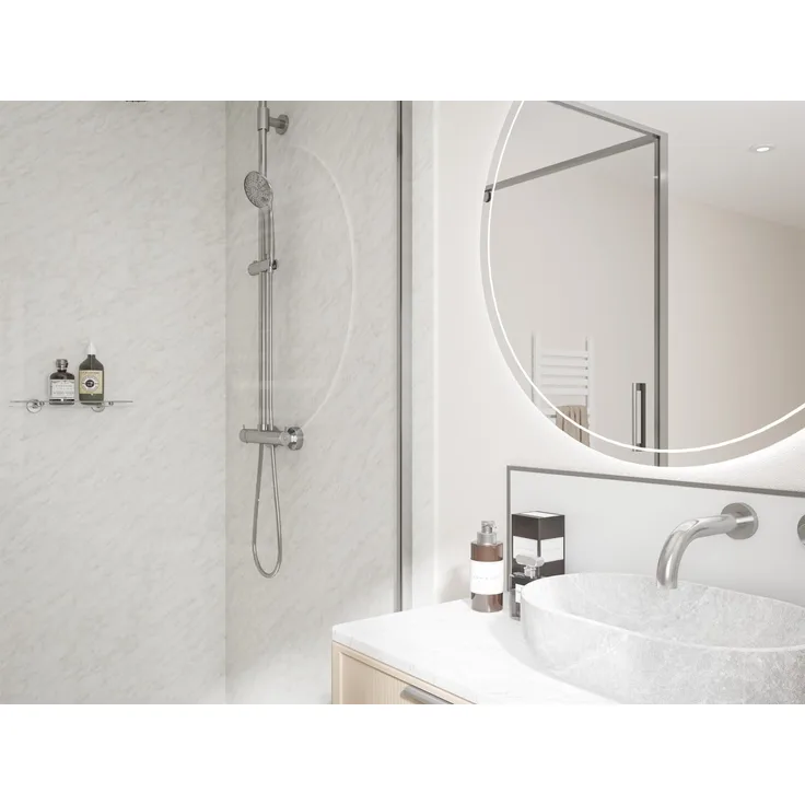 Wetwall Elite Wandpaneel Carrara Marble 60 x 242 cm, wasserdicht mit Nut & Feder, fugenlose Wandverkleidung
