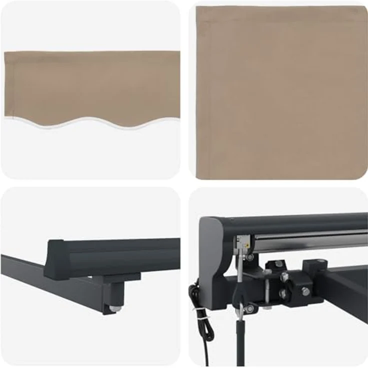 vidaXL Elektrische ausziehbare Markise Beige 5 x 3 m, wetterbeständig mit Fernbedienung und Halbkassetten-Design – Bild 6