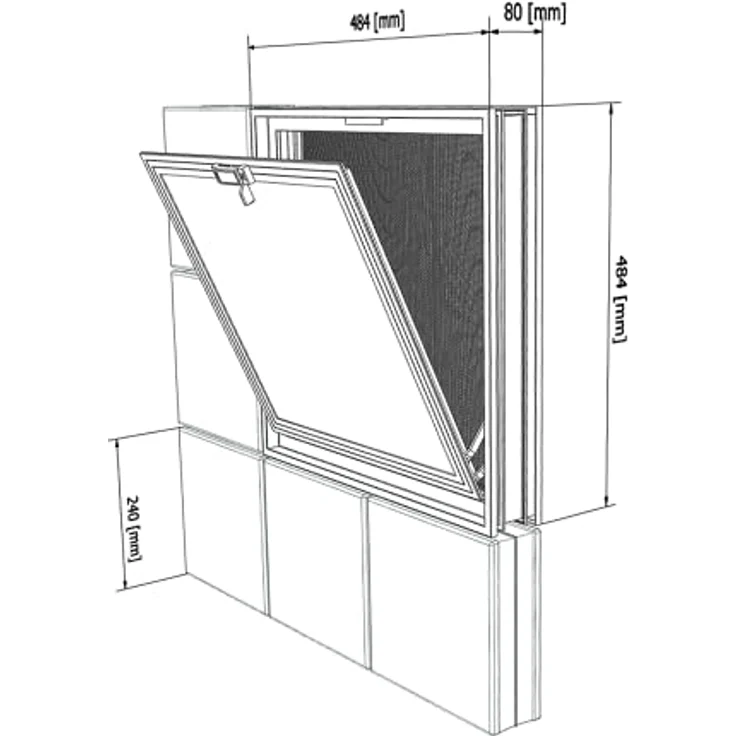 Fuchs Design Lüftungsfenster (484x239x80 mm) Weiß anstatt 2 Glasbausteine im Format 24x24x8 cm – mit Fliegengitter – Bild 4