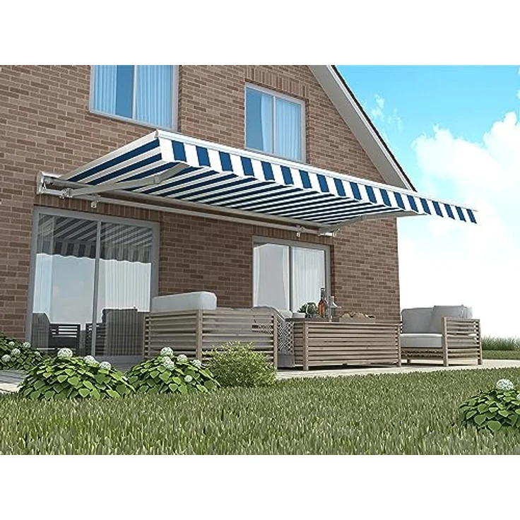home Trends Markisenstoff 4m Markise mit Volant 4 x 3 m Markisenbespannung ersatzstoff 387 x 300cm Balkon Markise wasserabweisend & Sonnenschutz Ersatz Markisentuch P2009 – Bild 2