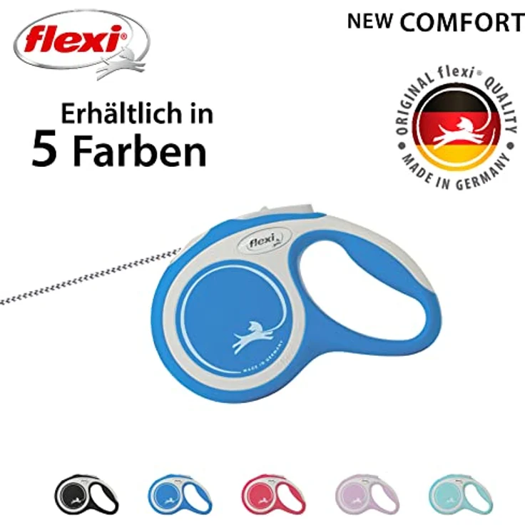 flexi Hundeleine, ausziehbar, mit weichem Griff, 3 m / 5 m / 8 m / 8 m / 8 - 20 kg, blau – Bild 4