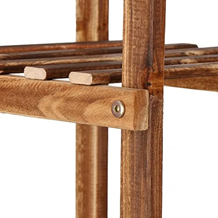 SPRINGOS Blumenständer Blumentreppe, 5 Ebenen Bambusholz Pflanzenständer für Balkon und Garten, braun – Bild 4
