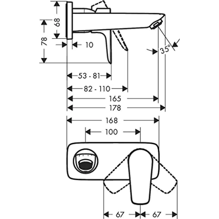 hansgrohe Talis E, Waschtischarmatur Unterputz für Wandmontage, wassersparend (EcoSmart), Auslauf 16,5 cm, Chrom, 71732000 – Bild 2