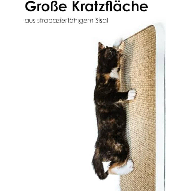 LucyBalu® Katzen Kratzbrett für die Wand, Austauschbare Sisal Kratzmatte mit Metallrahmen, Weiß, Kratzschutz und Wall-Mount Design – Bild 3