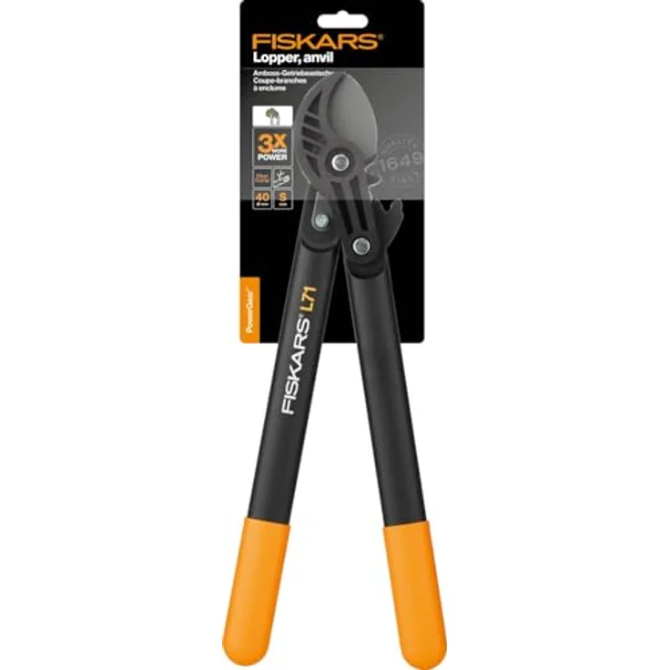 Fiskars PowerGear Amboss-Getriebeastschere für trockene Zweige und Äste, Antihaftbeschichtet, Gehärteter Präzisionsstahl, Länge 45 cm, Schwarz-Orange, L71, 1001556 – Bild 5