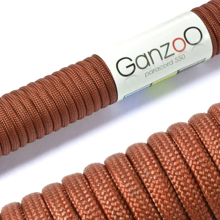 Ganzoo Paracord 550 Seil / Typ III / Dunkelbraun / Reißfestes Kernmantel-Seil mit 7 Kernsträngen