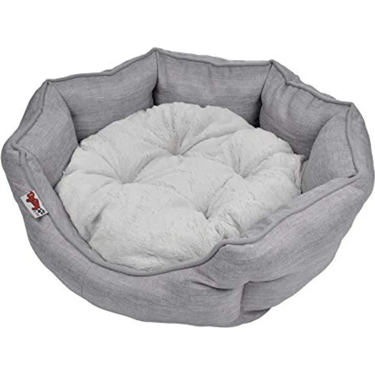 Dynamic24 Hundekorb 60cm Haustier Katzen Kissen Bett Hunde Kissen Hundebett Schlafplatz grau inklusive Plüschkissen