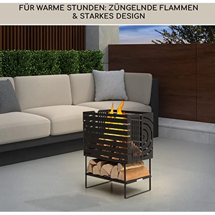 Blumfeldt Feuerschale Groß, tragbare Stahl-Feuerstelle 54 cm für Garten, Balkon & Camping, wetterfest mit Standfuß, rostfrei und stabil – Bild 5