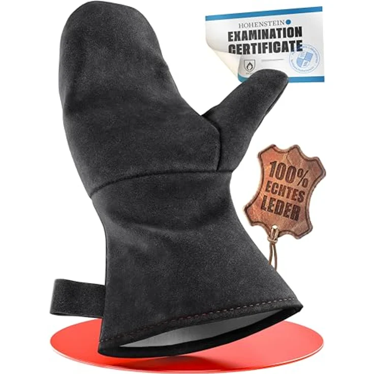 achilles Grillhandschuhe Grillhandschuh Kaminhandschuh mit Isolierung Ofenhanschuh aus Leder, hitzeresistent, Universalgröße, Baumwollfutter – Bild 9