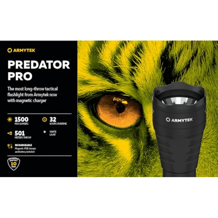 Armytek Predator Pro Kaltweiss Taktische LED Lampe USB Aufladbar – Bild 2