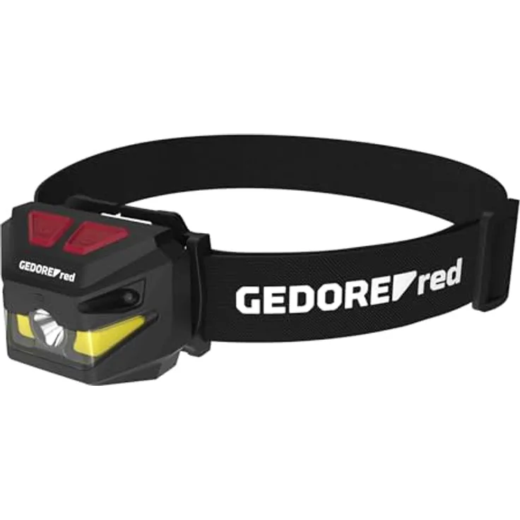 GEDORE Red Stirnlampe LED, wiederaufladbar mit LiPoly Akku, 260 Lumen, leicht und kompakt, bis 51 Meter Leuchtweite, IP54 geschützt, Outdoor Stirnleuchte