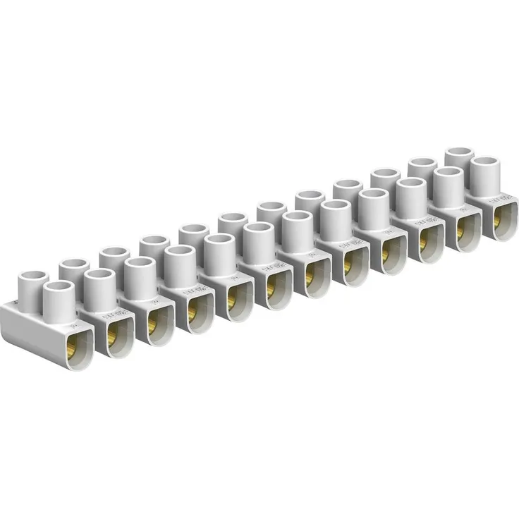 OBO Bettermann 2056070 Reihenlüsterklemme, 12-polig, starre Klemmen für 4-4mm², galvanisch verzinkter Stahl, Weiß