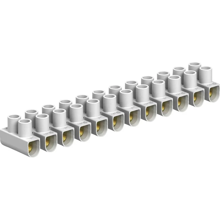 OBO Bettermann 2056070 Reihenlüsterklemme, 12-polig, starre Klemmen für 4-4mm², galvanisch verzinkter Stahl, Weiß