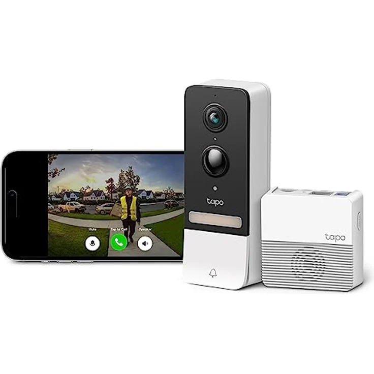 Tapo D230S1 Video-Türklingel Akku (Video Doorbell) | Türklingel mit Kamera, 2K 5MP, Farbe Nachtsicht, ultrabreiten Sichtfeld, herausnehmbare Batterie, KI-Erkennung, Mit Chime – Bild 1