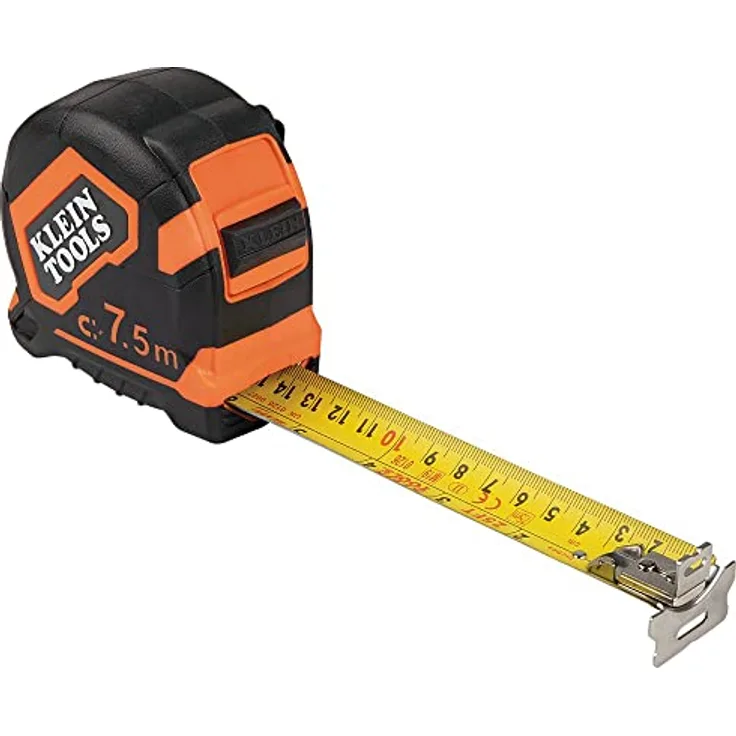 Klein Tools, 7,5 m Haken doppelseitiges Maßband, magnetisch mit Rückzugsgeschwindigkeit und Metall-Gürtelclip 9375