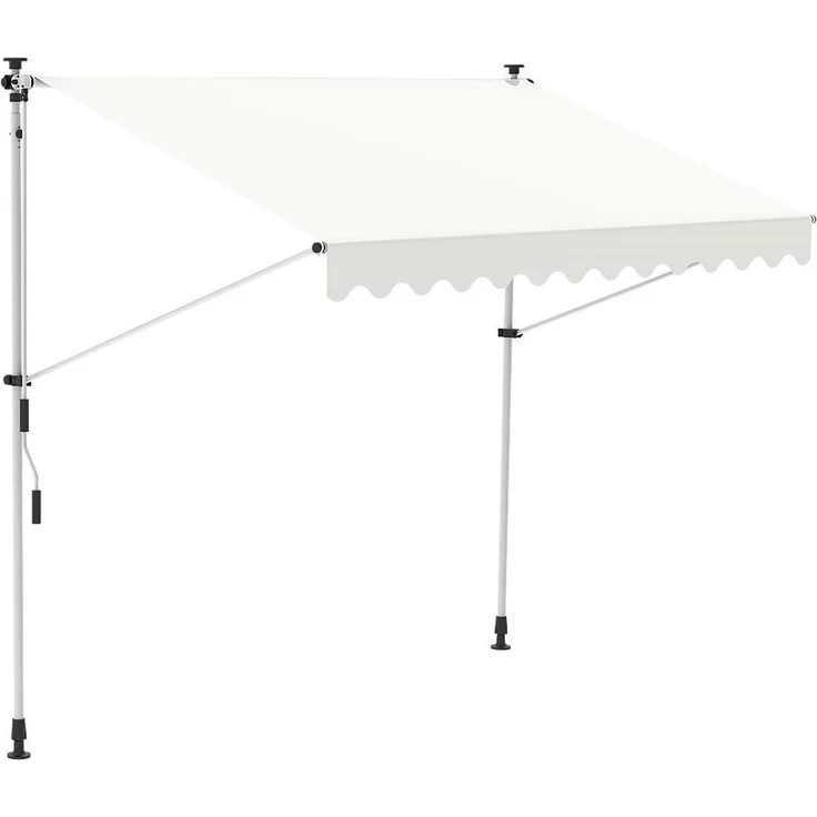 Feel2Home Klemmmarkise 350 x 120 cm Beige Gummierter Standfuß für besseren Halt