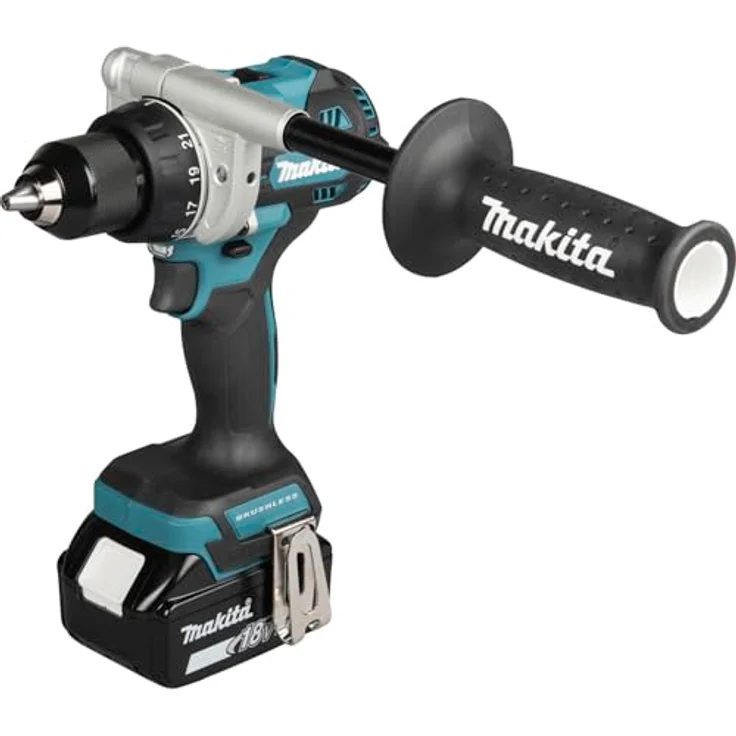 Makita DHP492RTJ, Akku-Schlagbohrschrauber mit 2-Gang-Getriebe, 18 Volt, 2x 5,0Ah Li-Ionen-Akkus, LED-Beleuchtung, Bürstenloser Motor – Bild 2