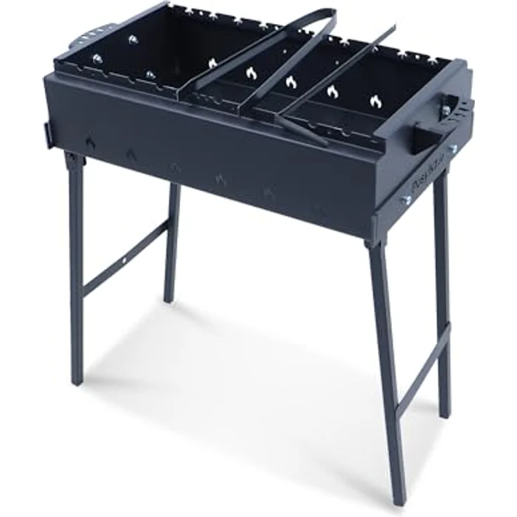 Davr Metall Mangal - Grillmeister, klappbar, 2 mm Stahl, 60 cm, schwarz, für 9 Spieße – Bild 1