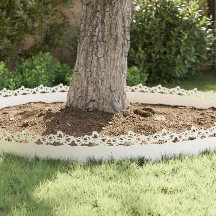 vidaXL Rasenkanten 30 pcs Weiß, langlebige Metallrasenbarriere 103 x 0,05 x 22 cm für Garten- und Terrassenumrandung – Bild 5