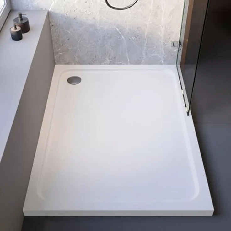 Schulte Duschwanne Adria 100x80 cm, Sanitäracryl, inklusive Fußgestell und Ab- und Überlaufschutz, rutschhemmend und pflegeleicht – Bild 5