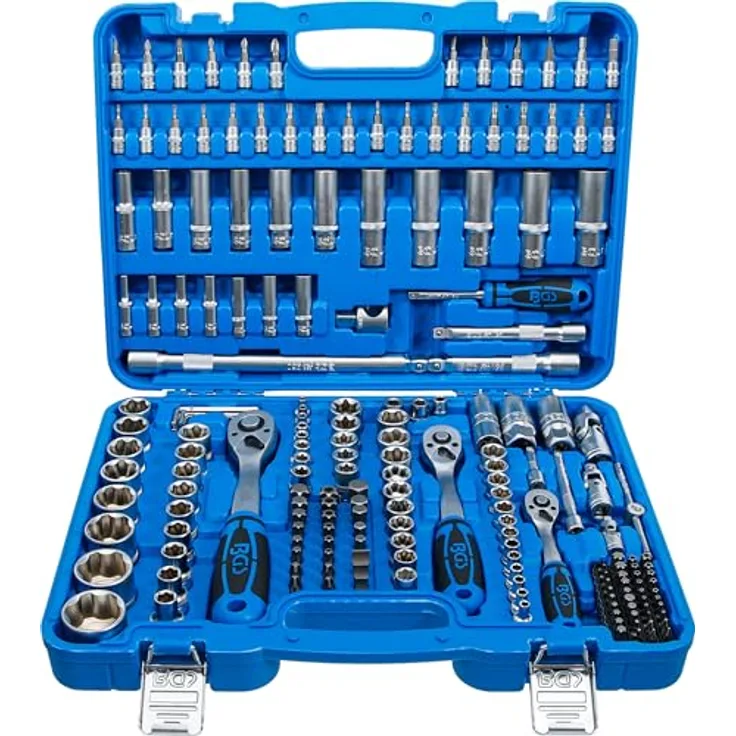 BGS technic Bohrer- und Bitset 2292, umfangreiches Set mit 72-Zähne Umschaltknarren und verschiedenen Steckschlüssel-Einsätzen für vielseitige Anwendungen