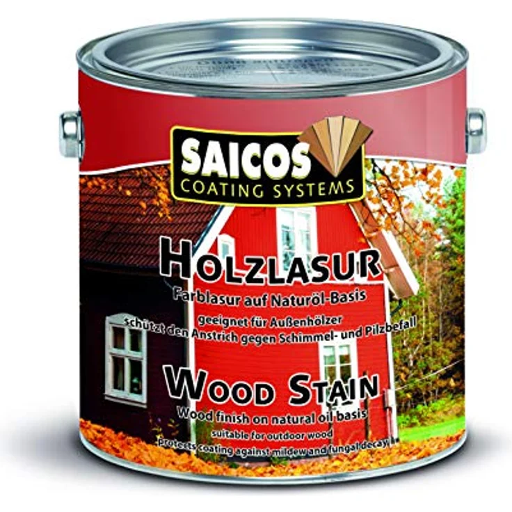 Saicos 0071 501 Holzlasur, Felsengrau, transparente Farblasur auf Naturöl-Basis, 2,5 l mit Schutz gegen Fäulnis und Schimmel