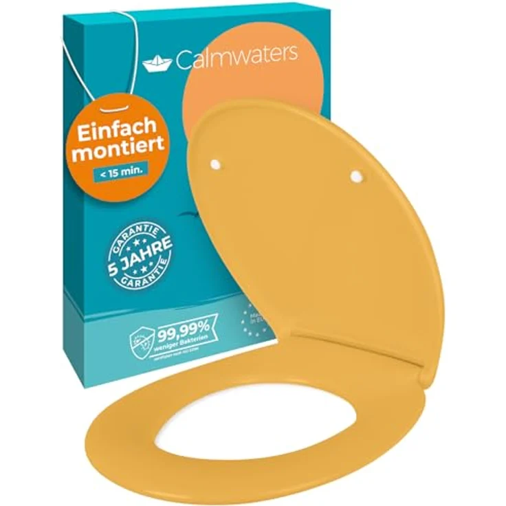 Calmwaters WC Sitz Premium Curry-Gelb, Absenkautomatik, antibakteriell, Duroplast, 250 kg Tragkraft, abnehmbar, Made in EU, 26LP6229 – Bild 1