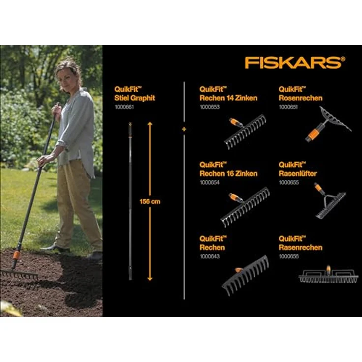 Fiskars QuikFit™ Rasenlüfter, Gehärteter Karbonstahl, Breite 37 cm, Red Dot Design Award, 961g – Bild 5