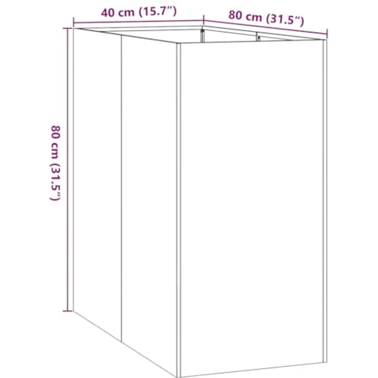 vidaXL Pflanzgefäß Olivgrün 40x80x80 cm Stahl, Hochbeet mit viel Platz und erhöhter Stabilität – Bild 3
