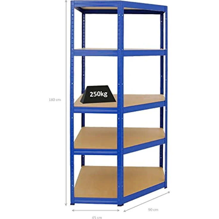 PROREGAL Eckregal Slim Elephant Blau HxBxT 180x90x45 cm Fachlast 250kg Schwerlastregal – Bild 4