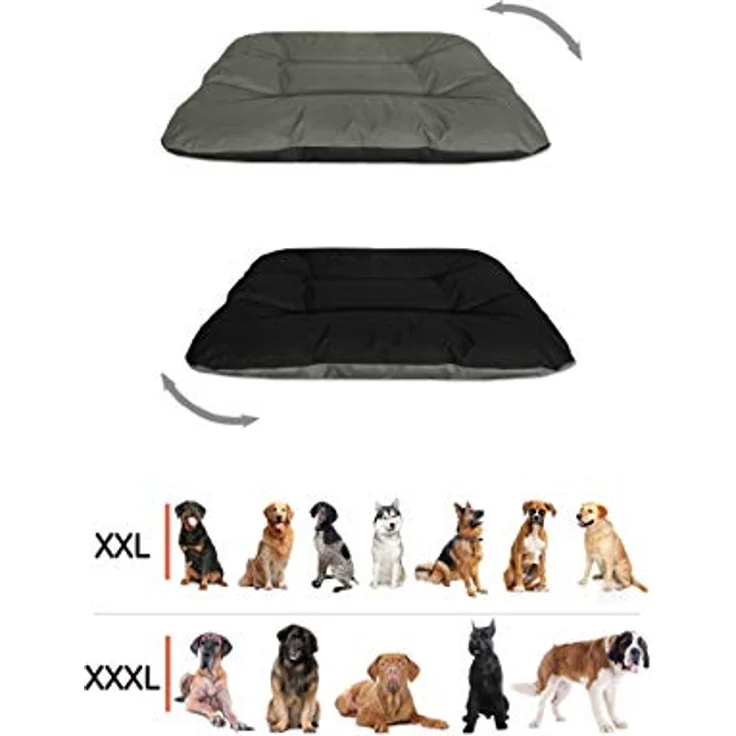 BedDog Hundebett REX, 2in1 Wendekissen, komfortable Welpenmatte, strapazierfähig, wasserabweisend, blau – Bild 2