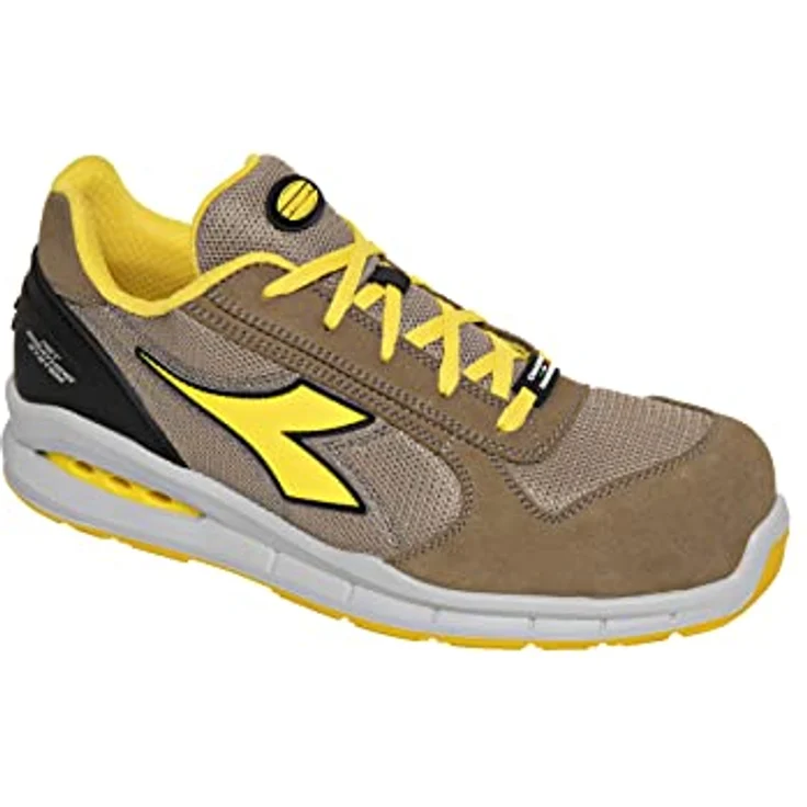 Utility Diadora Run Net Air, S1P Arbeitsschuh aus perforiertem Wildspaltleder mit atmungsaktivem Nylonfutter, schwarz/anthrazit/gelb – Bild 3