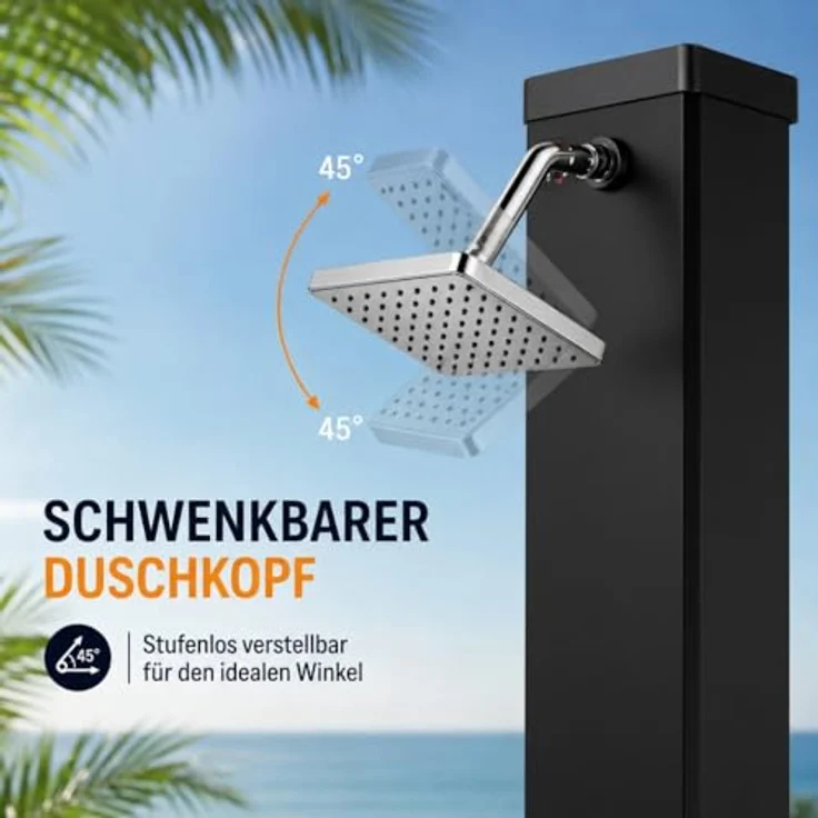 Strattore Solardusche Gartendusche - Ocean in Schwarz, 40 Liter Tankvolumen, max. 60°C heißes Duschwasser, 217,5 cm Höhe – Bild 5
