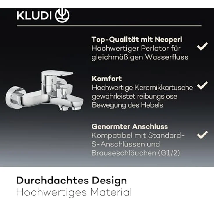 OTTO Kludi X1 Wannen- und Duscharmatur, chrom, mit automatischer Umstellung, Keramik-Kartusche und Strahlregler M24 – Bild 6