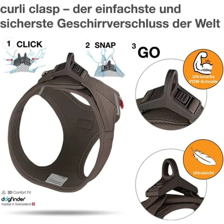 Curli Vest Harness Clasp Air-Mesh, PN2805, Braun, XL – Bild 3