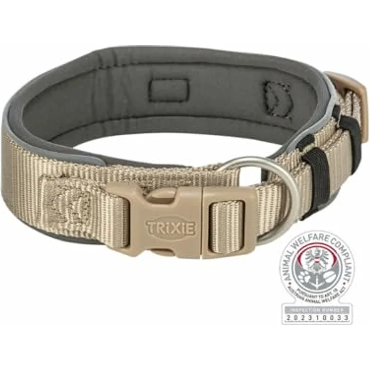 Trixie Hundehalsband Premium Graphit Sand, S/M 33-42 cm, strapazierfähig und bequem