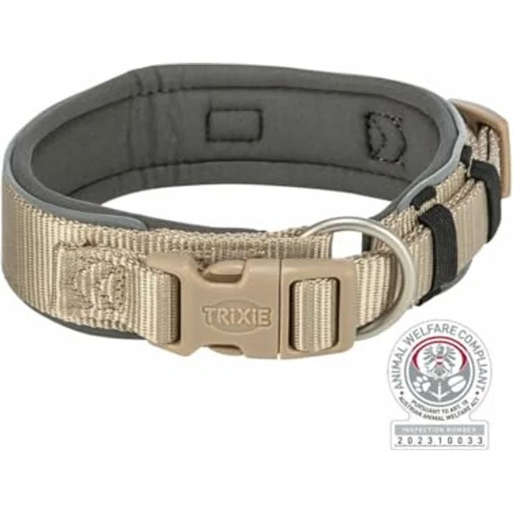 Trixie Hundehalsband Premium Graphit Sand, S/M 33-42 cm, strapazierfähig und bequem – Bild 1