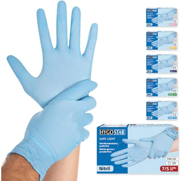 100 Stk Nitril Handschuhe Safe Light puderfrei blau 7 – Bild 2