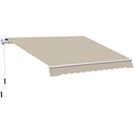 Outsunny manuelle Gelenkarmmarkise Markise 4m mit Handkurbel Balkonmarkise Sonnenschutz Wandmontage Balkon Alu Weiß+Beige 395 x 245 cm