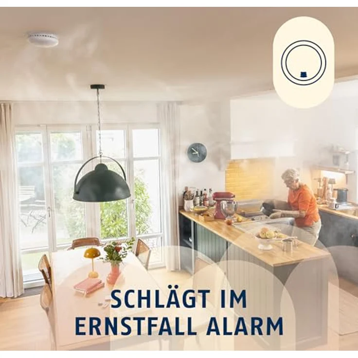 ABUS Funk-Rauchmelder Smartvest Pro, DIN EN 14604 geprüft, für Kinderzimmer und Küche, weiß, Schraub- oder Klebemontage – Bild 2