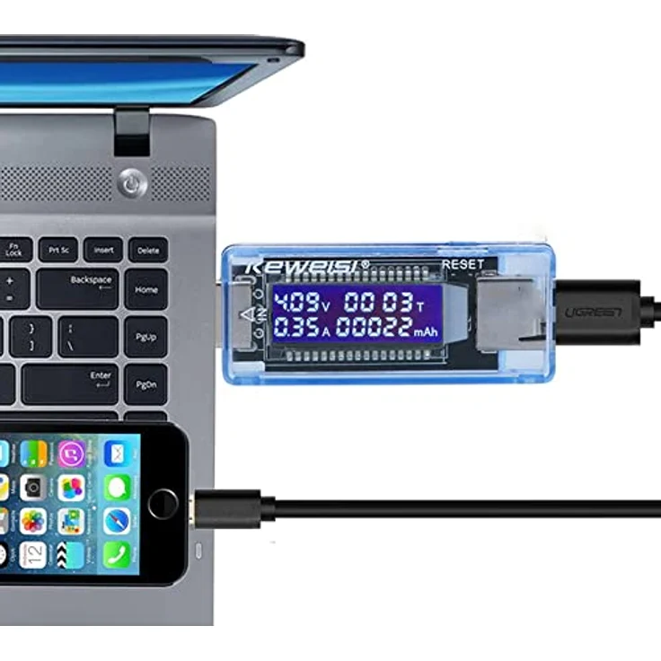 Retoo Spannungsprüfer USB Leistungsmesser Tester Typ-C Multimeter Voltmeter Amperemeter, blau, 4 Messungen in einem Gerät – Bild 3