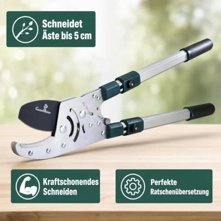 Gartenmeister Astschere Astratschenschere mit Teleskopgriff und Ratschenfunktion, Schnittstärke 50 mm – Bild 2