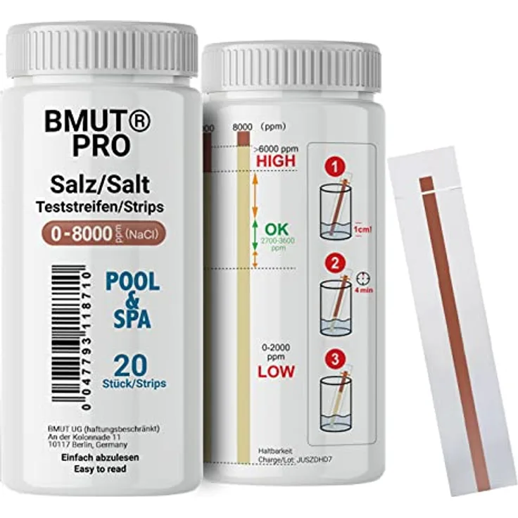 BMUT Salzwasser Test, Salztest 0-8000 ppm für Natriumchlorid-Konzentration