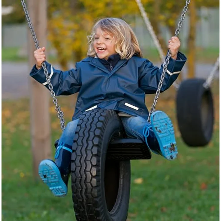 Playshoes Regenjacke Basic, wind- und wasserdicht, abnehmbare Kapuze, Reflektoren, grau – Bild 5