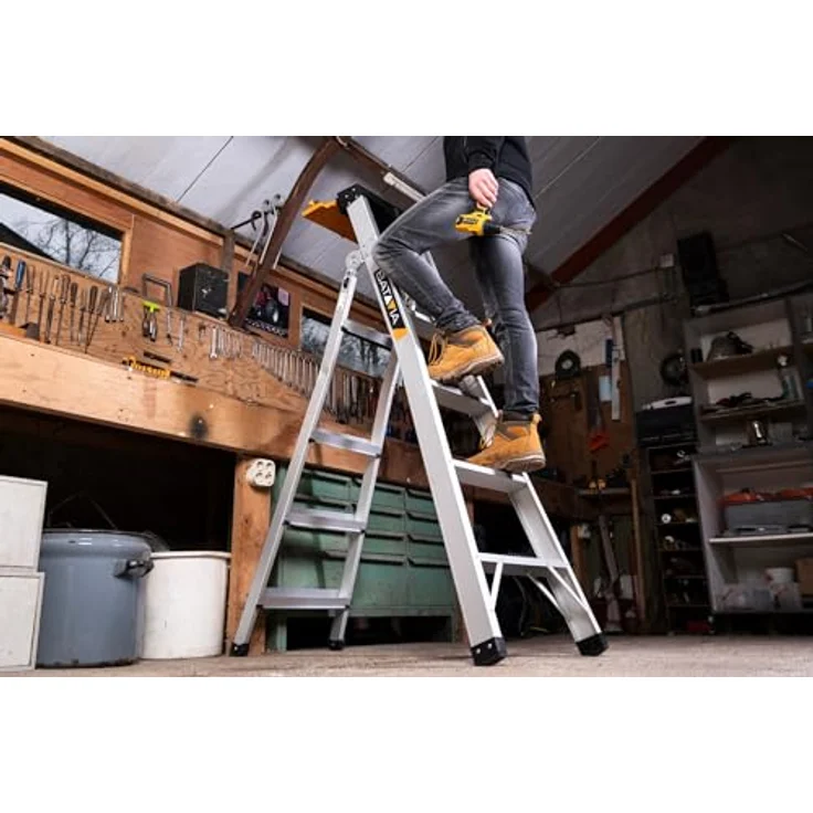 Batavia Multifunktionsleiter 2-in-1, 299 cm hoch, 6 Sprossen, leicht zusammenklappbar, für Innen- und Außeneinsatz – Bild 8