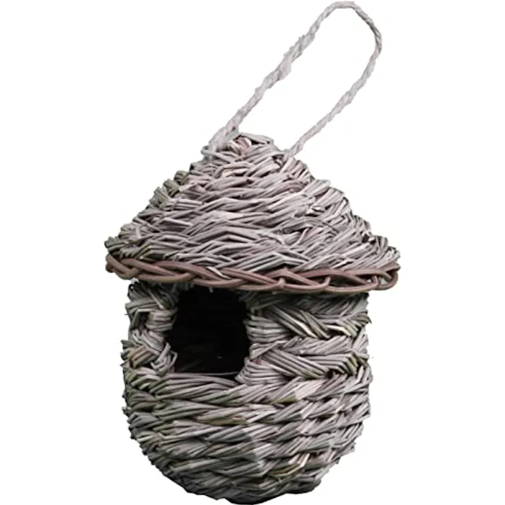 Dehner Natura Wildvogel-Nestbeutel Alvar, Einflugloch Ø 4 cm, Ø 14 cm, Höhe 15 cm, Borstgras