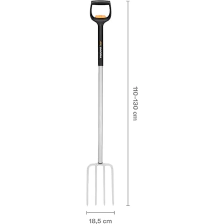 Fiskars Teleskop-Spatengabel, 4 Zinken, für harte steinige Böden, Länge 1,10 - 1,30 m, Borstahl, Schwarz/Silber, SmartFit, 1070717 – Bild 3