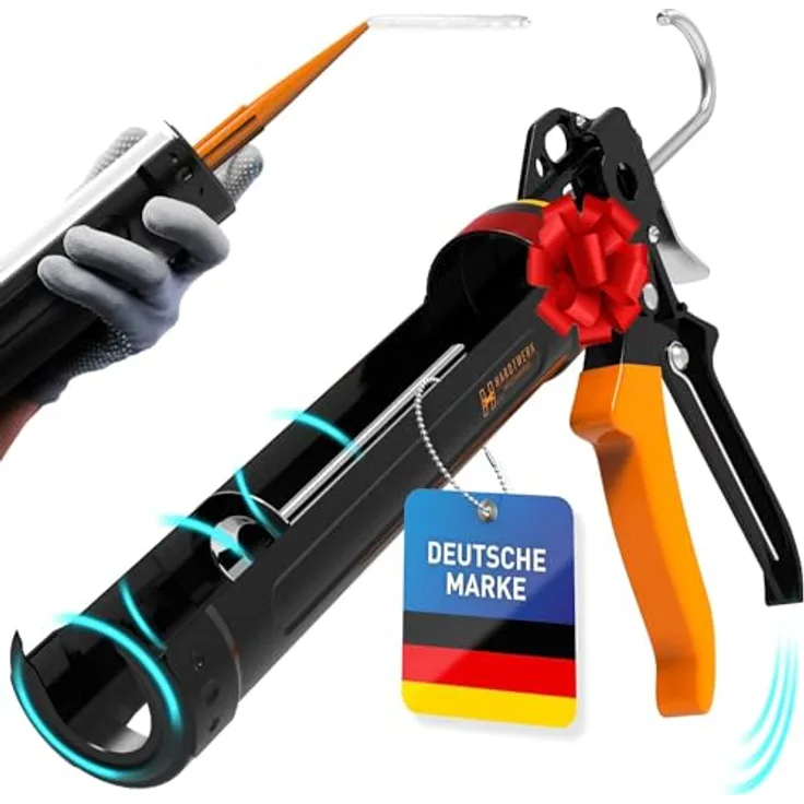 Hardtwerk® Kartuschenpistole 360° drehbar mit Cutter, 18:1 Übersetzung für präzise Dosierung bei Silikon und Acryl, geeignet für 150-310 ml Kartuschen