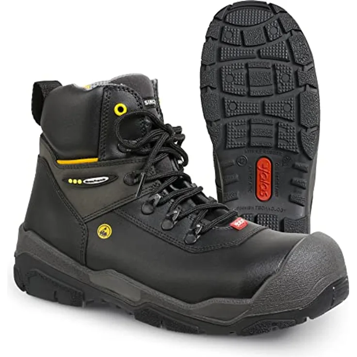 Ejendals AB Sicherheitsstiefel 1828 Gr.43, S3 SRC CI HRO HI, schwarz, mittelhoher Arbeitsplatzschutz mit Aluminium-Zehenschutzkappe und Nitril-Außensohle